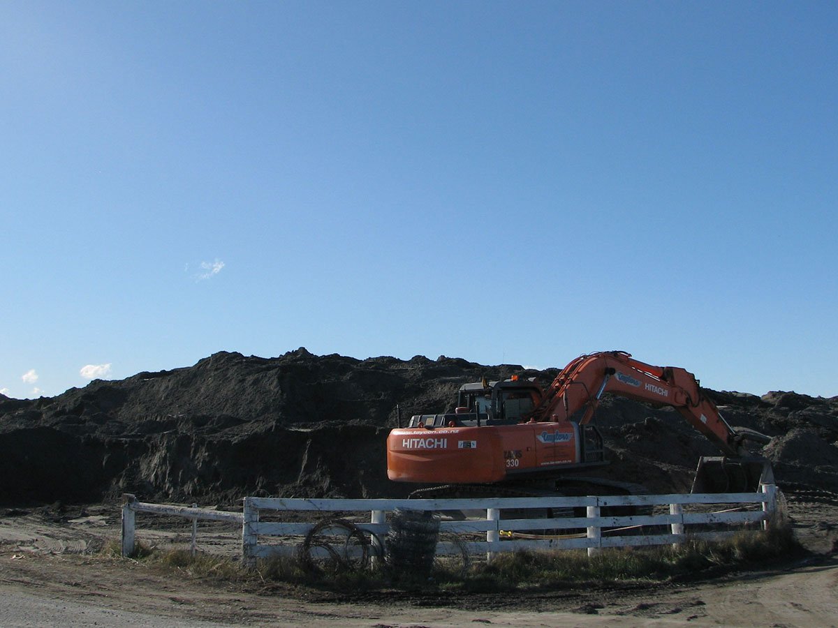 Silt is piled ready for collection