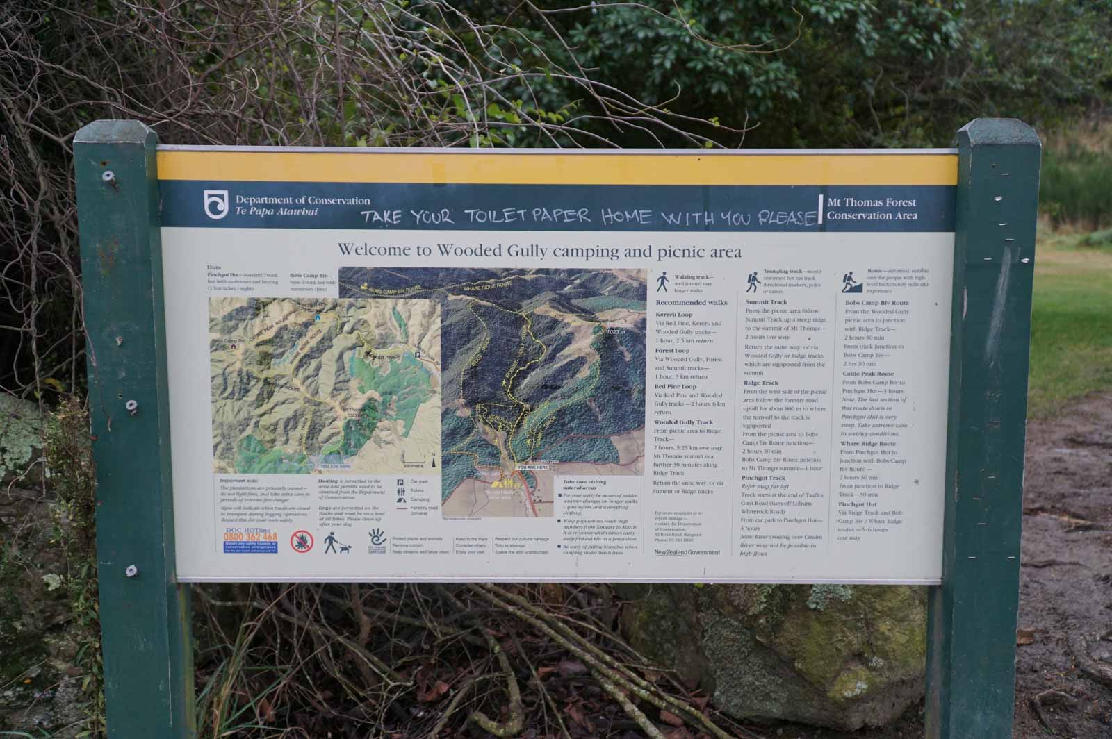 Info board and map at the car park