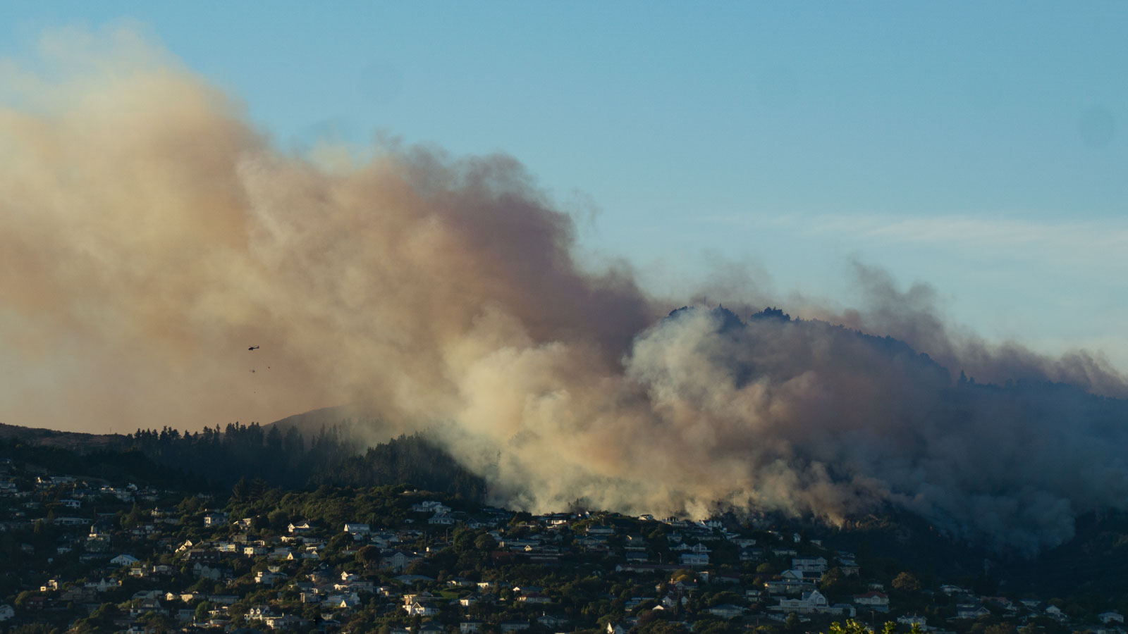 Heliopters fighting the February 2024 Port Hills fire, Christchurch.
